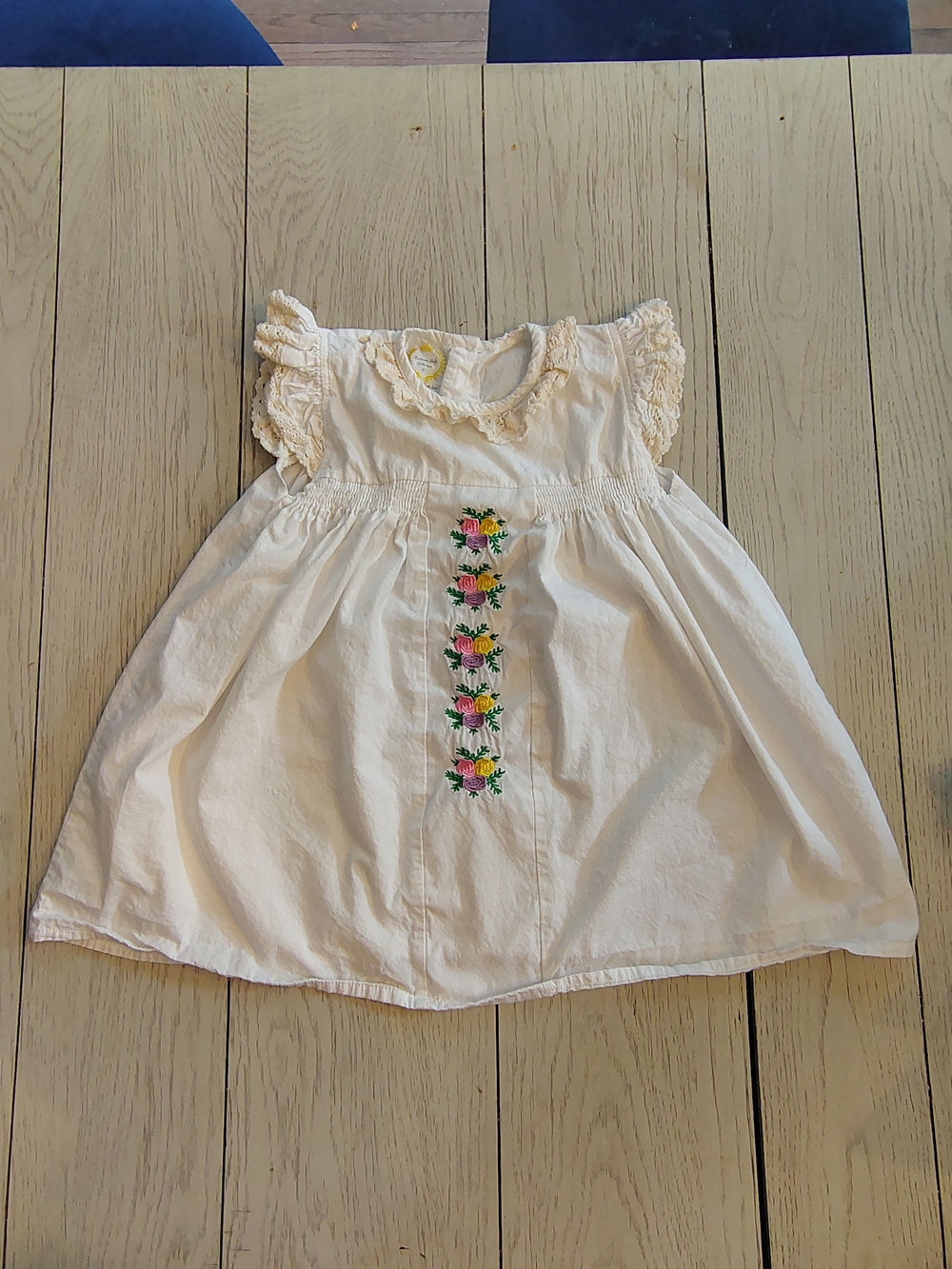 Heirloom Baby Collection Hand Stitched White Embroidered Floral Baby Dress 5t